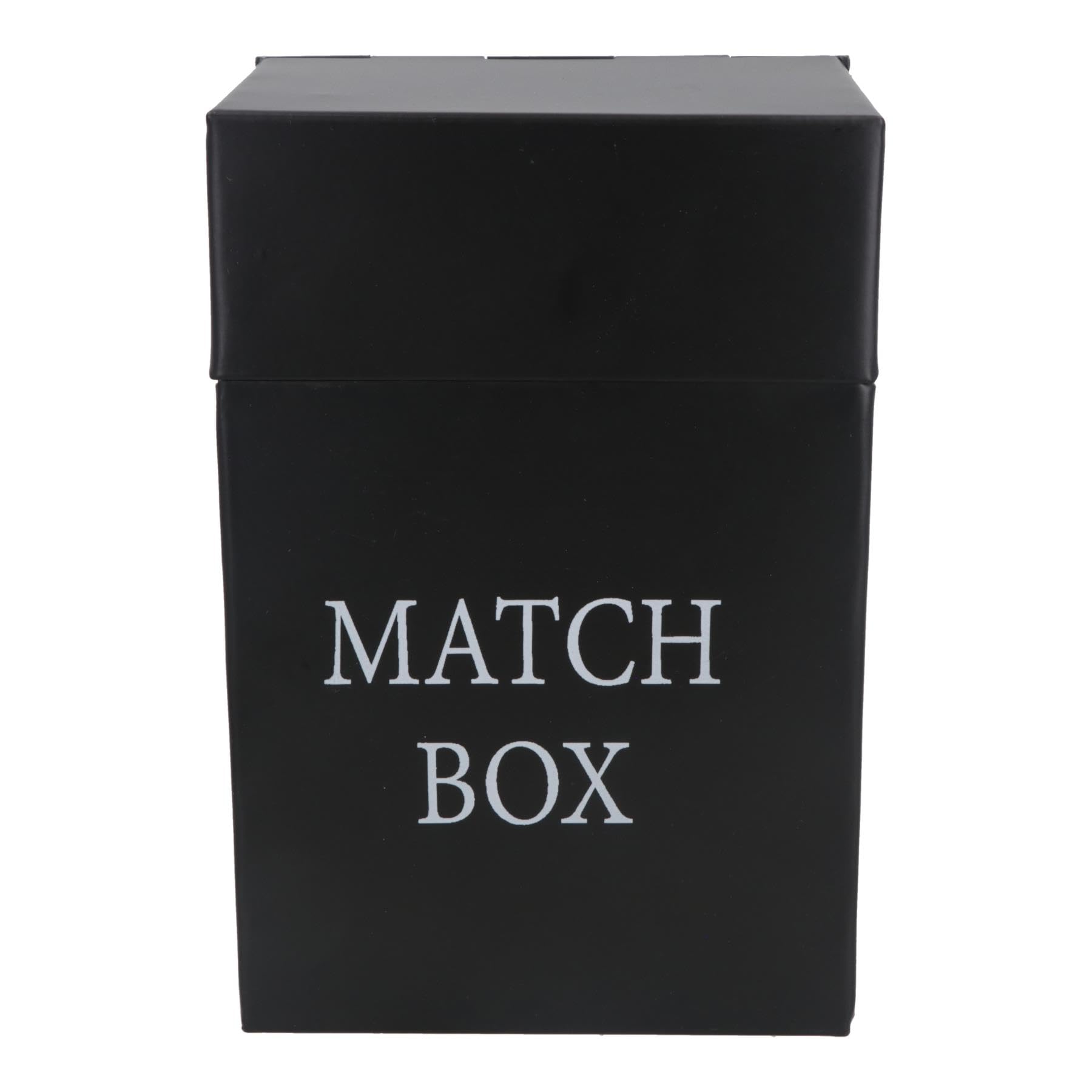 AB Tools Boîte de rangement en métal pour allumettes avec couvercle rabattable Noir