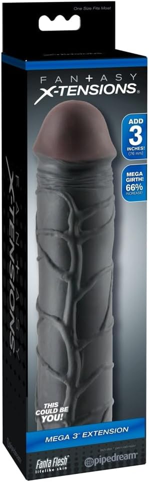 Pipedream Fantasy X-Tensions Mega, Black, 3 Inch