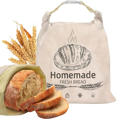 Bolsas para pan de lino y de masa madre – Paquete doble con cremallera, fundas de D para panes grandes, protección alimentaria de tejido de algodón | Bolsa para pan riu