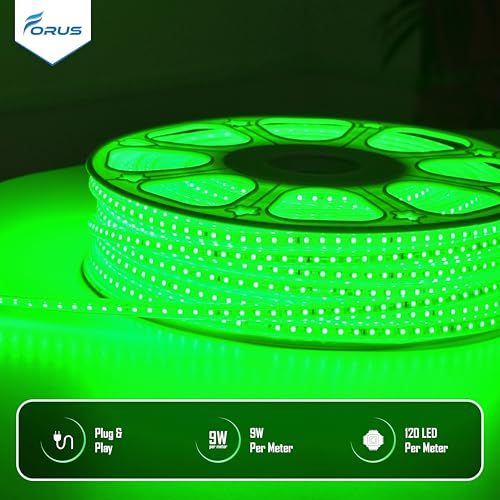 Image of Forus LED Rope Light 35 Meter 6 Month Warranty, Outdoor Waterproof Decorative Cove Lights for Ceiling, Balcony, Home Decor, Interior Decoration, Flexible Profile Light for Diwali, Christmas -Green