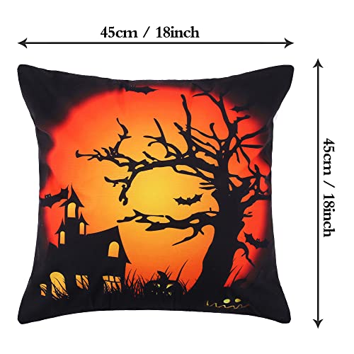 Kitmose Halloween Pillow Covers18X18, Set Of 4 Halloween Decor Throw Pillow Covers,Orange Black Lantern Pumpkin Fall Pillow Case Halloween Throw Cushion Cover Pillowcases Decoration For Sofa Home #TOP4