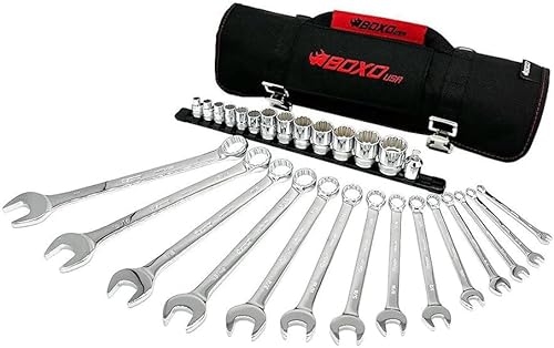 SR1 Performance Boxo USA - Rollo de herramientas SAE de 28 piezas, kit de herramientas compacto que combina con bolsa de herramientas BoxoUSA o KOH