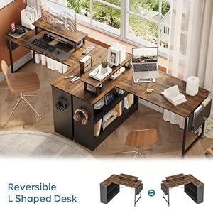 Bestiersmalllshapeddeskwithledlights42reversiblecomputerdeskwithopenstoragecabinetmonitorstandcornerdeskwithsidestoragebagforhomeofficebedroomrusticbrown Urban Country Home Decor Bestier small l shaped desk with led lights 42 reversible computer desk with open storage cabinet monitor stand corner desk with side storage bag for home office bedroom rustic brown urban country home decor