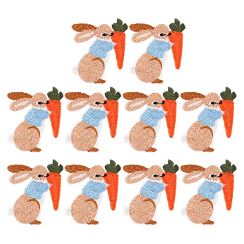 Zerodis ZERODISB17CR3XYGZ499 Embroidery Cloth Stickers, 10Pcs Bunny Pattern Easter Theme Sew Iron On Patches Diy Motif Applique Patches cover