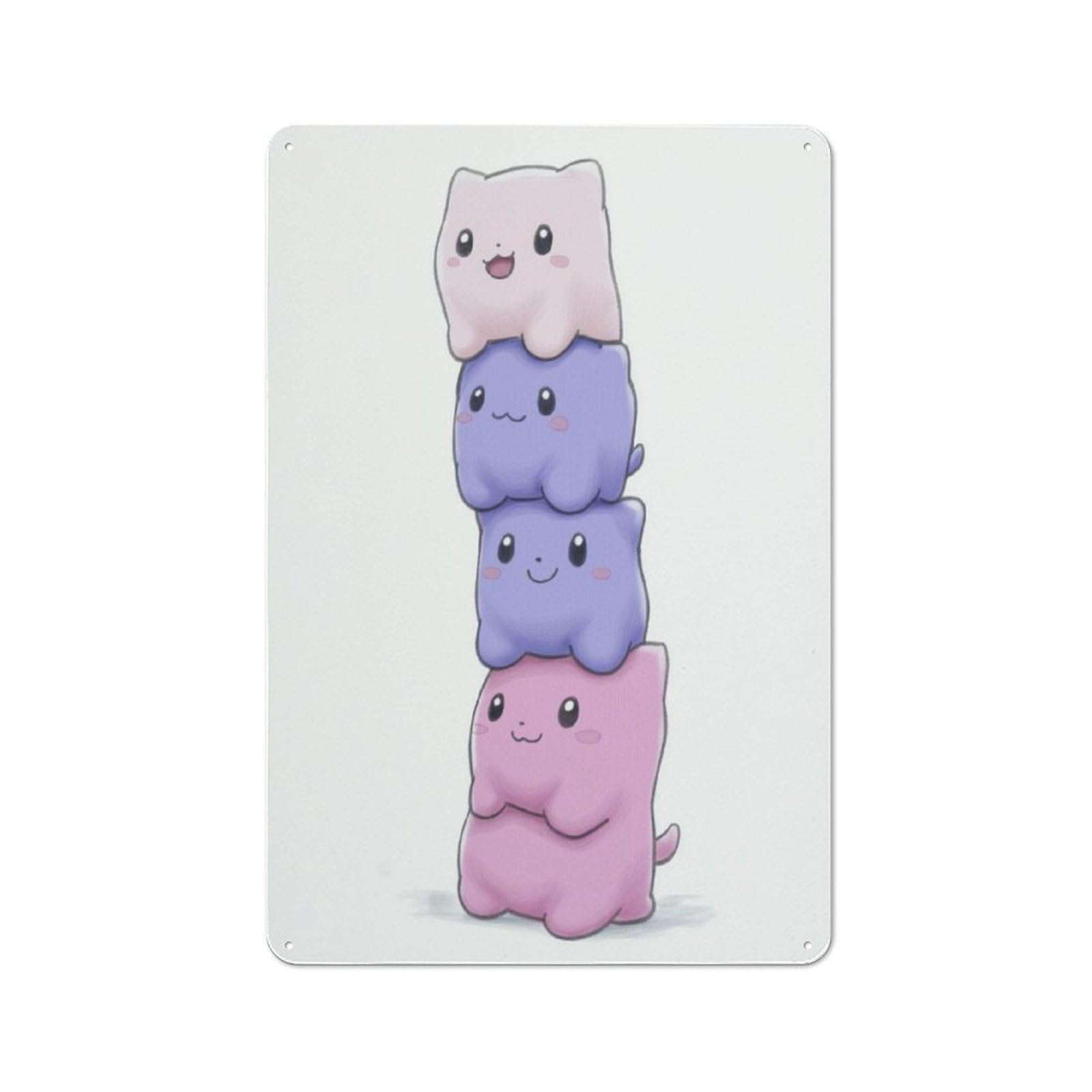 Junmoney Style-14 Retro Metal Wall Sign 30X20cm Featuring Kawaii Cute Cats Nursery For Pub Or Café, For Garage, Workshop And Man Cave Decoration
