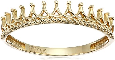14k Yellow Gold Crown Band Ring, Size 7
