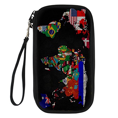 Preisvergleich Produktbild HUGS IDEA Y-CC407Z6, Ausweistasche, World Map8 (Schwarz) - Y-H5862Z6