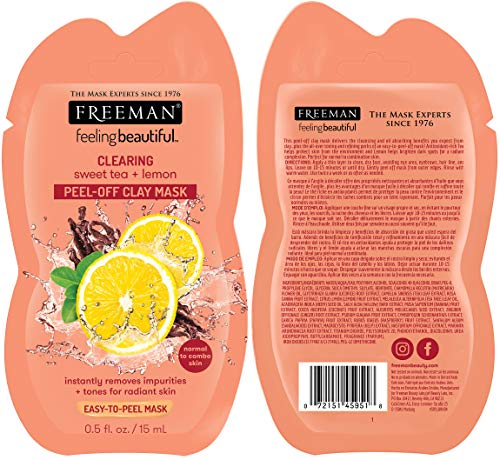 FREEMAN Facial Mask Variety Pack: Clay, Gel, Mud, & Peel-Off Skincare Masks, Hydrating, Detoxifying, Clearing, & Rejuvenating, For Healthy Skin, Trial Size & Travel-Friendly Sachets, 18 Count