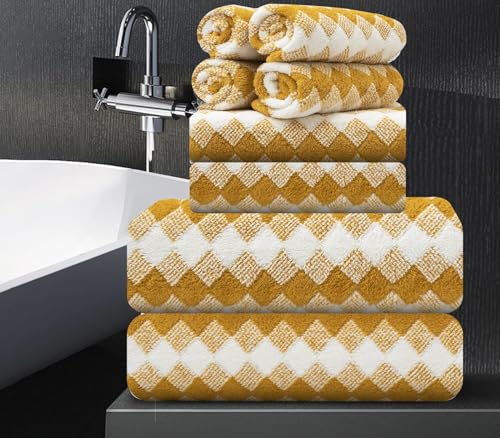 Juego de toallas de baño de 8 piezas, 2 toallas de baño de gran tamaño, 2 toallas de mano, 4 paños de baño, juego de toallas suaves de hotel de 600 g/m², toallas de baño grandes para baño, colecciones