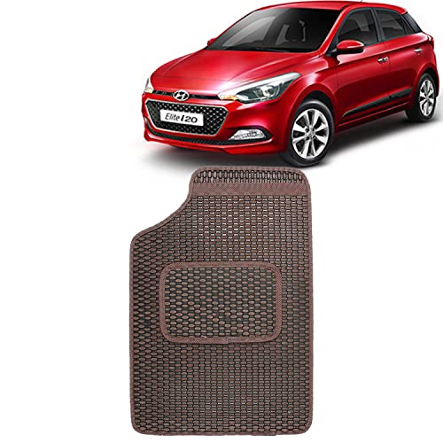 Image of Kingsway Dotted Design Car Floor Foot Mats Universal Fit for Hyundai Elite I20, Model Year : 2014-2017, Water and Dustproof, Color Brown, Set of 5 Pieces