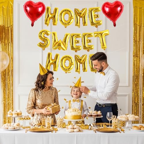 Image of TONIFUL 16 Inch Fat Gold HOME SWEET HOME Letter Balloon for Housewarming
