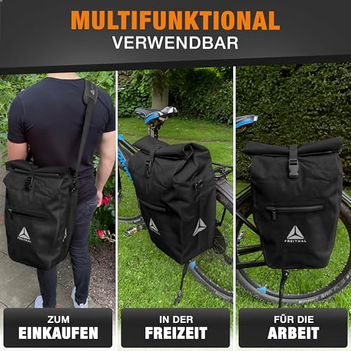 FREITHAL Fahrradtasche Gepäckträger, Gepäckträgertasche, 27L Schwarz
