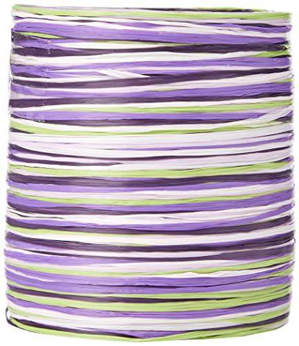 PRÄSENT C.E. Pattberg Raffia-Multicolour Bastband grün-Flieder-rosa, 50 m Geschenkband zum Einpacken, 5-strängiges Bastelband für Geschenke, Zubehör zum Dekorieren & Basteln
