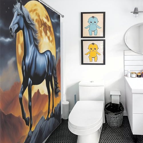 Rideau de douche tissu polyester cheval imperméable 140 x 183 cm - 3