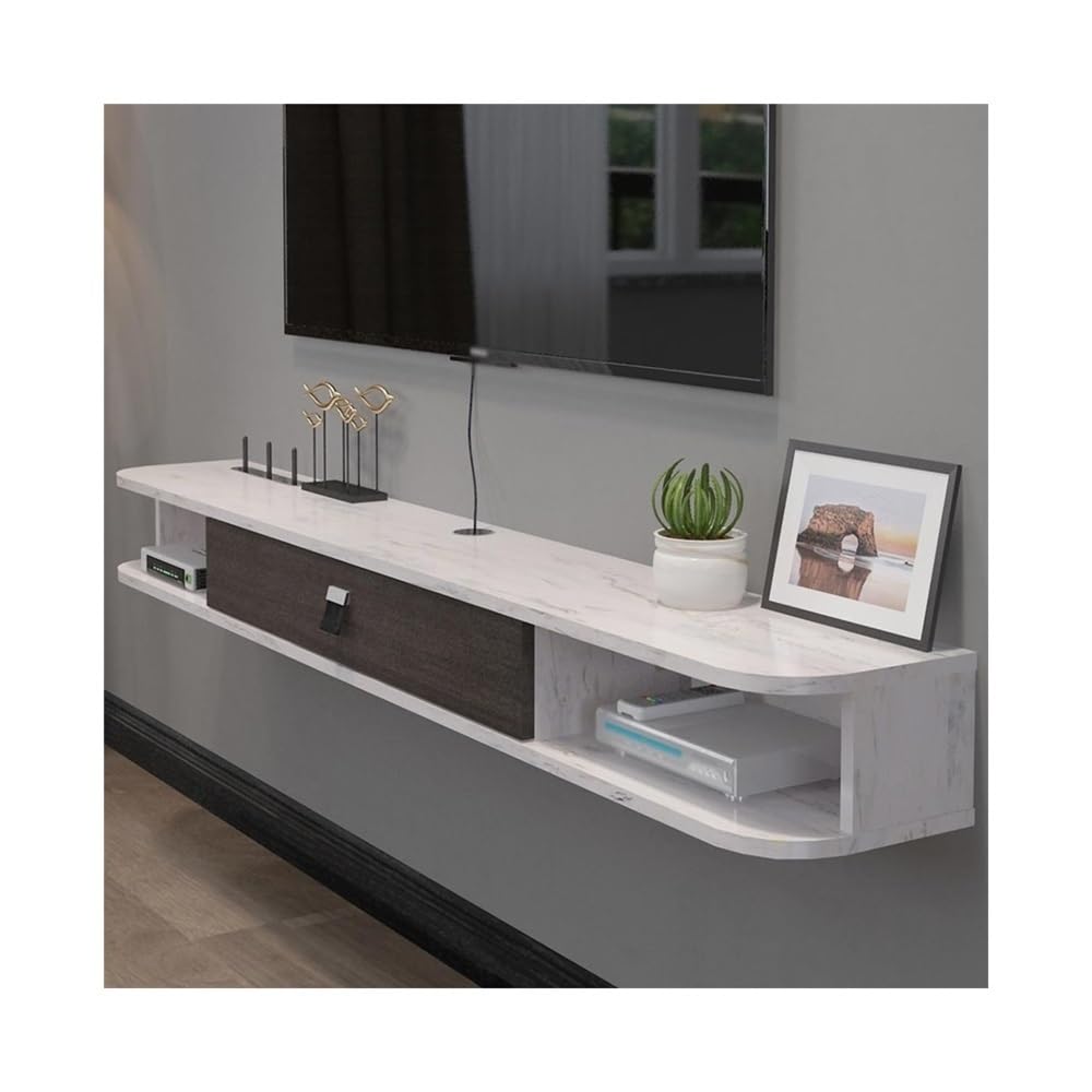 Soporte TV Pared Mueble de TV Pared con estantes flotantes y Puerta, Consola Multimedia Mueble de TV con estantes