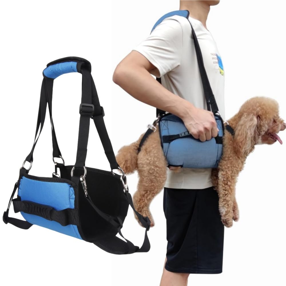 Hundetragegurt,Blau Notfallrucksack Unterstützung für Rehabilitation Hundelift Geschirr, Hundeträger für ältere Hunde Gelenkverletzungen M