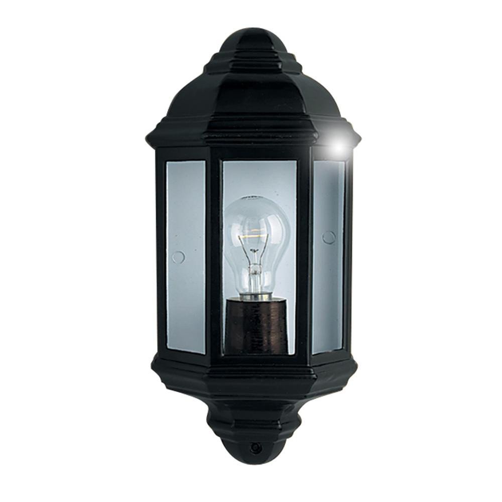 Britalia Black Outdoor Single Lamp Traditional Flush Lantern Wall Light IP44-1 x E27 ES Large Edison Screw Light Bulb Required (Not Included) | Suitable for Standard or Smart LED Lamps