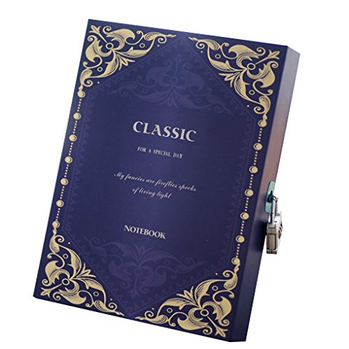 Yangge Moda Diario de la Vendimia con la contraseña de la Cerradura en Caja Bloc de Notas Cuaderno Diario Lockbutton Hardcover Planner
