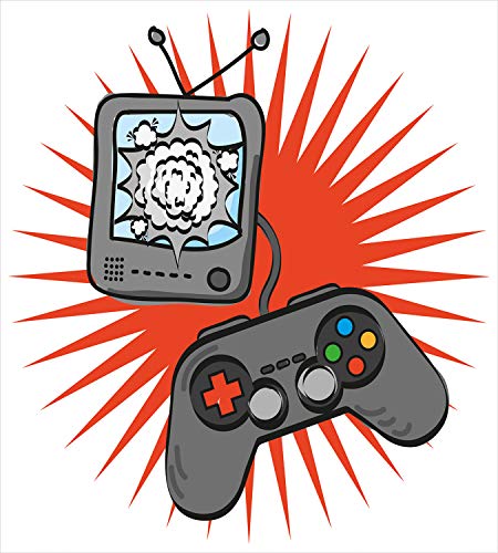 Lunarable Games Duvet Cover Set, Video Games Themed Design In Retro Style Gamepad Console Entertainment, Decorative 2 Piece Bedding Set With 1 Pillow Sham, Twin Size, Orange White #TOP1