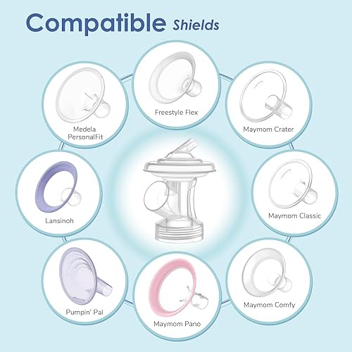 Miniatura 97 de Maymom MyFit Crater Series - Protector de pecho pequeño de 0.394 in con diseño de dos piezas compatible con piezas de bomba Medela; reemplazo de
