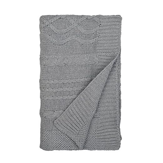 Burt's Bees Baby - Cable Knit Blanket, Baby Nursery & Stroller Blanket, 100% Organic Cotton, 30" x 40" (Heather Grey)