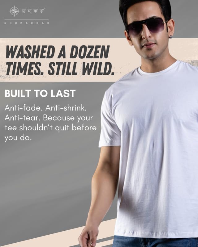 Image of Ghumakkad Cotton Blend Half Sleeve Round Neck Sports T Shirt for Men