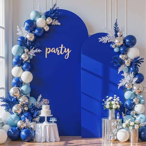 Image of Royal Blue Arch Cover 2 Set-7.2FT, 6FT Arch Backdrop Cover Spandex Fitted Birthday Party Arch Stand Covers Stretchy Backdrop for Baby Shower Bridal Shower Wedding Ceremony Banquet Photo Background