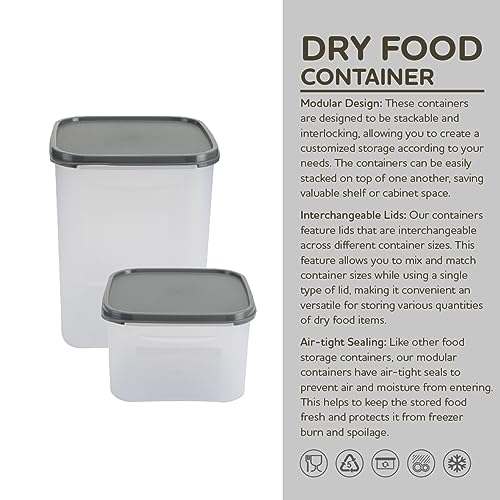 Image of KOLORR Modular Plastic Containers Set for Kitchen Storage Combo, Set of 6 (2700ml x 4 / 5500ml x 2) | Dry Food Organizer | Air Tight Grocery Jar /Container | 100% BPA Free| Food Grade | Transparent