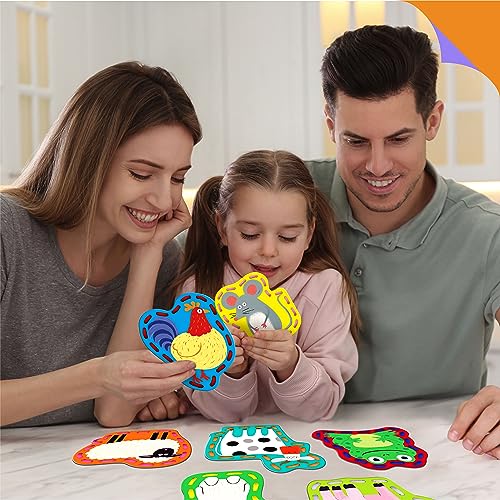 Image of 9 Pieces Kids Inthread Cards, Double Sided Sewing Cards in 9 Farm Theme Cards with 9 Colourful Laces, Fantasy Development Infading Toy for Kids Educational and Learning Activity