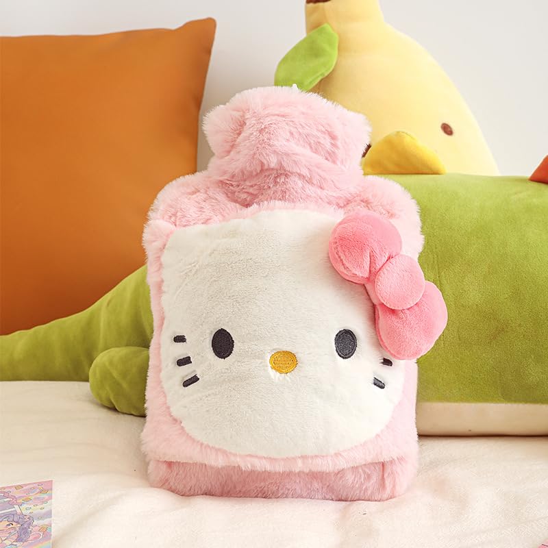 Cute Plush Hot Water Bag, Cartoon Hot Water Bottle with Cute Fleece Cover, Kawaii Design Hand Feet Warmer for Pain Relief, Cramps, Cozy Nights Gifts