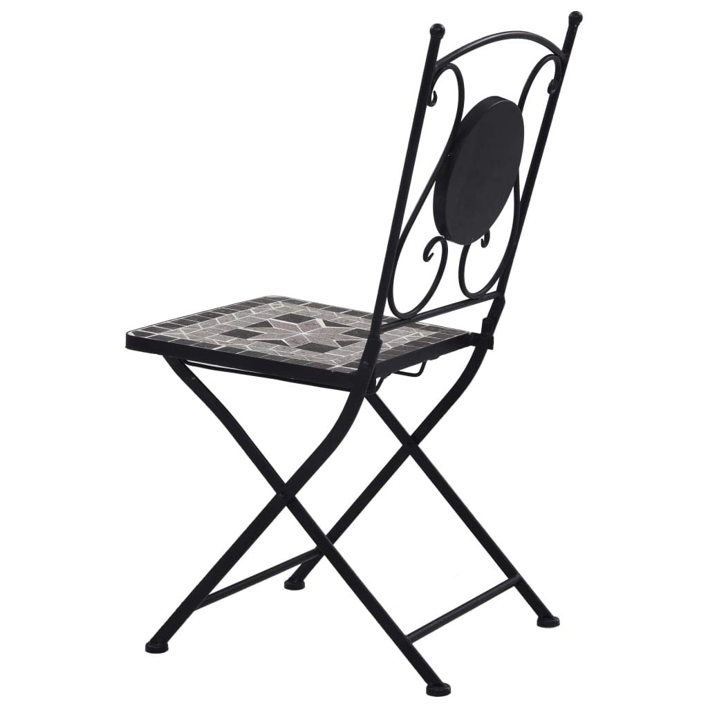 vidaXL Set de Mesa y Sillas de Bistró 3 Piezas con Mosaico Cerámica Hogar Jardín Comedor Bricolaje Decoración Diseño Estilo Mobiliario Muebles Gris