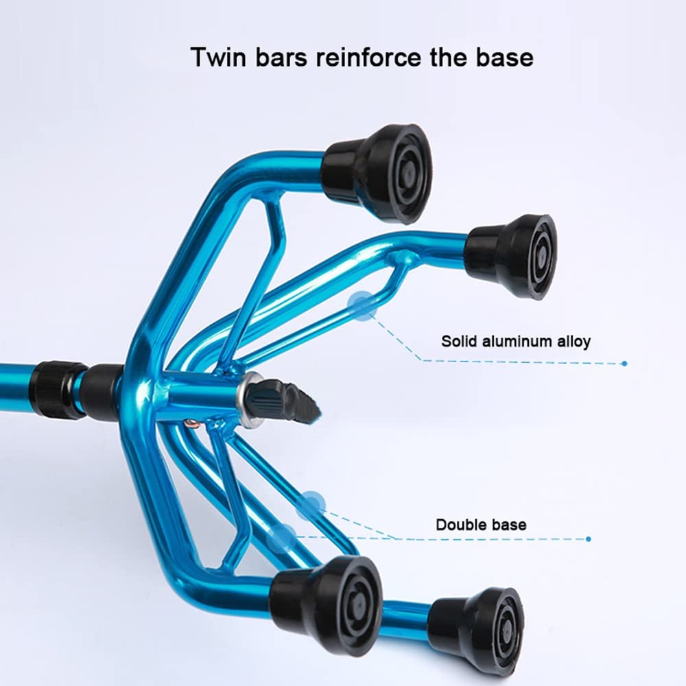 KADEUX Quadripode Bastone Quattro Piedi, Canna Anziani Aiuto per La Mobilità, Bastone da Passeggio Unisex, Bastone Estensibile con Base Stabile