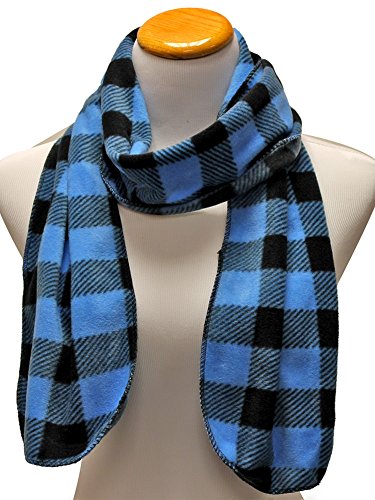 Blue & Black Plaid Fleece 3 Piece Hat Scarf & Glove Set4
