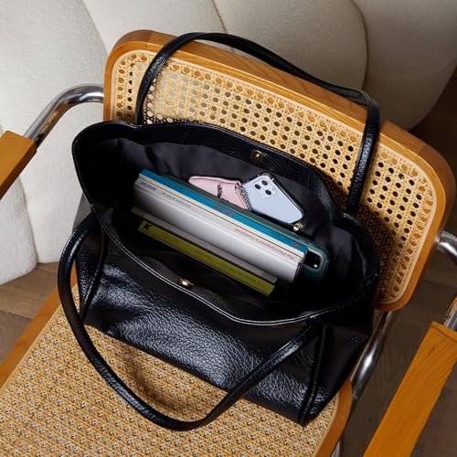 Image of PU Leather Tote Bag for Women Shoulder Bag Lightweight Travel Handbag for Daily Use, Work,Shopping (Black)