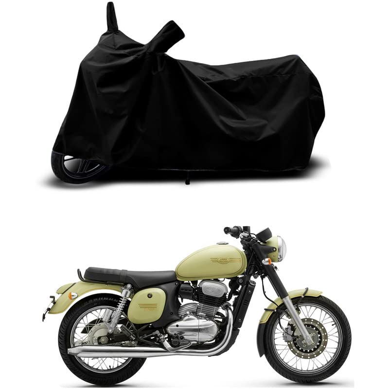 Image of 100% Scratchproof /UV-Rays /Heat Protection /Birds Dropping /Water Resistant /Dust Proof /Waterproof /Bike Scooty Two Wheeler Body Cover Compatible for Jawa Forty Two Lumos All Varients[Black]