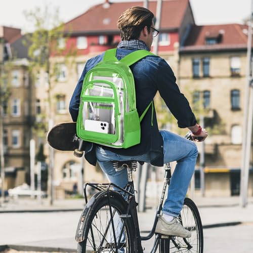 Image of KIMNERPU Clear Backpack, Heavy Duty PVC Transparent Backpack with Reinforced Straps, See Through Multiple Pockets Large Capacity Bookbag for Concert Work Security Travel Festival (Green)