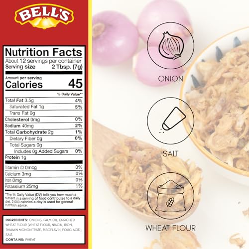Image of Bell's Fresh Fried Onions - 6 oz Bag - Crispy & Flavorful Topping for Green Bean Casserole, Burgers, Salads & More - Classic New England Style - Resealable Bag
