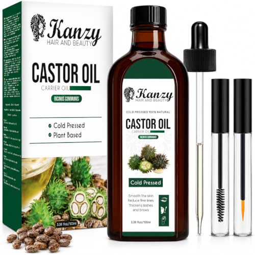 Kanzy Rizinusöl Kaltgepresst 100ml, Castor Oil for Hair Growth Natürlich Rizinus Öl für Körper...