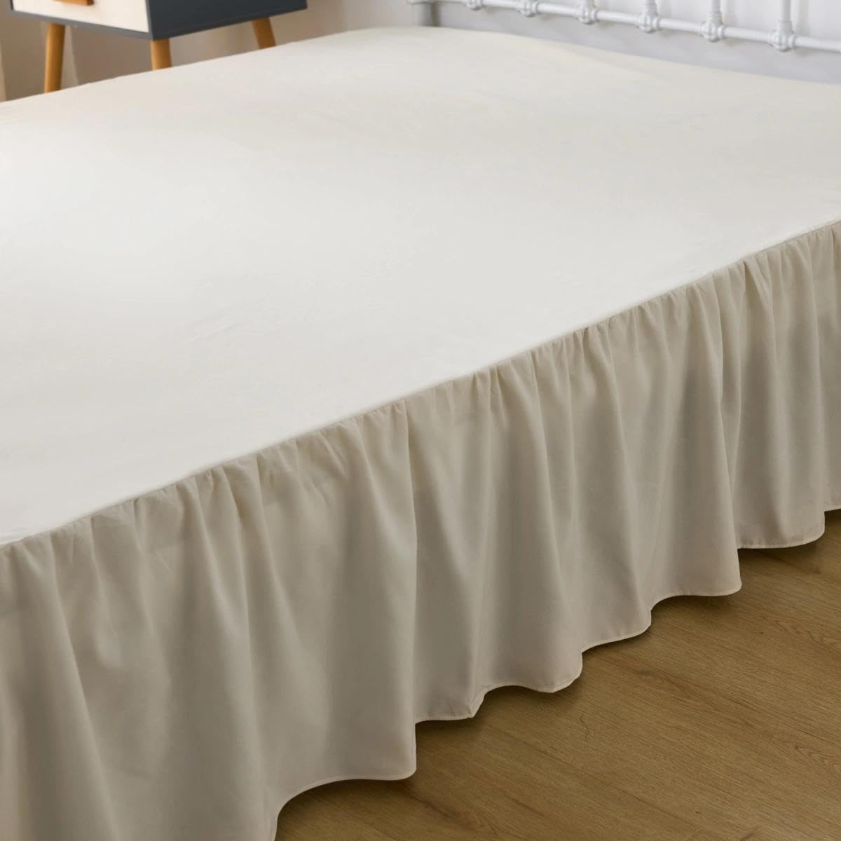 bed skirt queen size ruffled bed skirts with split corners, 14 inch drop dust ruffle bed skirt with platform, cream, queen- 14" drop cream 14''queen