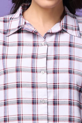 Image of POPWINGS Casual Checks Print Shirt for Women | Cotton Full-Sleeves Women Shirt | Summer Shirt for Women | Stylish Shirt for Women