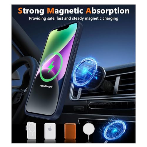 Image of iPhone 14 Plus Magsafe Hard Back Case | Matte Design & 360 Protection | Military-Grade Apple iPhone 14 Plus Cover | Strong Magnet Back - Blue