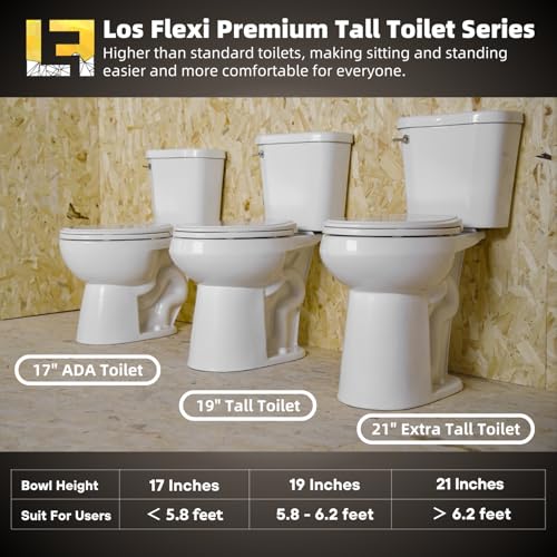 19-Inch-High-Toilet-Los-Flexi-ADA-Elongated-Extra-Tall-Toilet-for-Seniors-Comfort-Height-Two-Piece-Toilet-With-Soft-Close-Seat12-Rough-In-S-Trap-Siphonic-Flush-128-GPF 19 Inch High Toilet Los Flexi ADA Elongated Extra Tall Toilet for Seniors Comfort Height Two Piece Toilet With Soft Close Seat12 Rough In S Trap Siphonic Flush 128 GPF