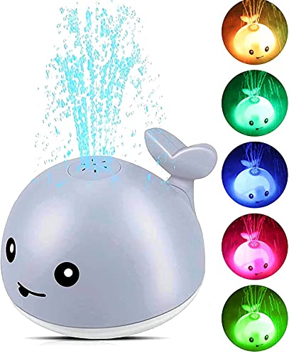 vnice Fun Baby Bath Toy Auto Induction Light Up Bathtub Toy Sprinkler Water Whale Kid Toy with Seven Kinds of Flashing Light for Toddlers Fountain Shower Shark Toy for Age 1 2 3 4 5 + Years Old