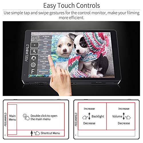 Feelworld F7 Pro 7 Inch Touch Screen Dslr Camera Field Monitor With 3D Lut Hdr Waveform F970 External Power Install Kit 1920X1200 4K 60Hz Hdmi Input Output 8.4V Dc Output 5V Type-C Input Mini Hot Shoe #TOP1