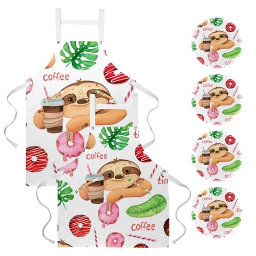 Tablier de serveuse motif paresseux idéal pour le nettoyage et service en restaurant