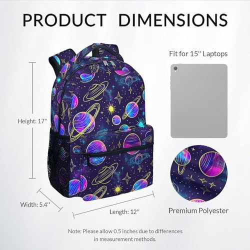 School Backpack for Boys - 17 Inch Large Capacity Aesthetic Kid Backpack - Colorful Durable Space Bookbag for School, Travel and Camp2