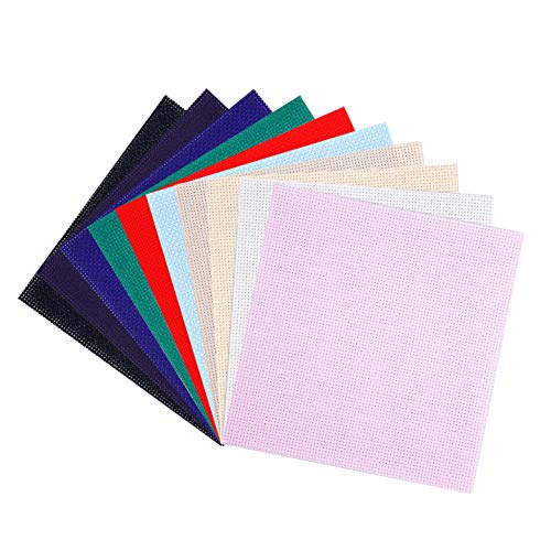 Berolle 10 Color 14 Count Cross Stitch Fabric Embroidery Fabric Classic Reserve Aida Cloth Multicolored Aida Canvas, 15cm x 15cm