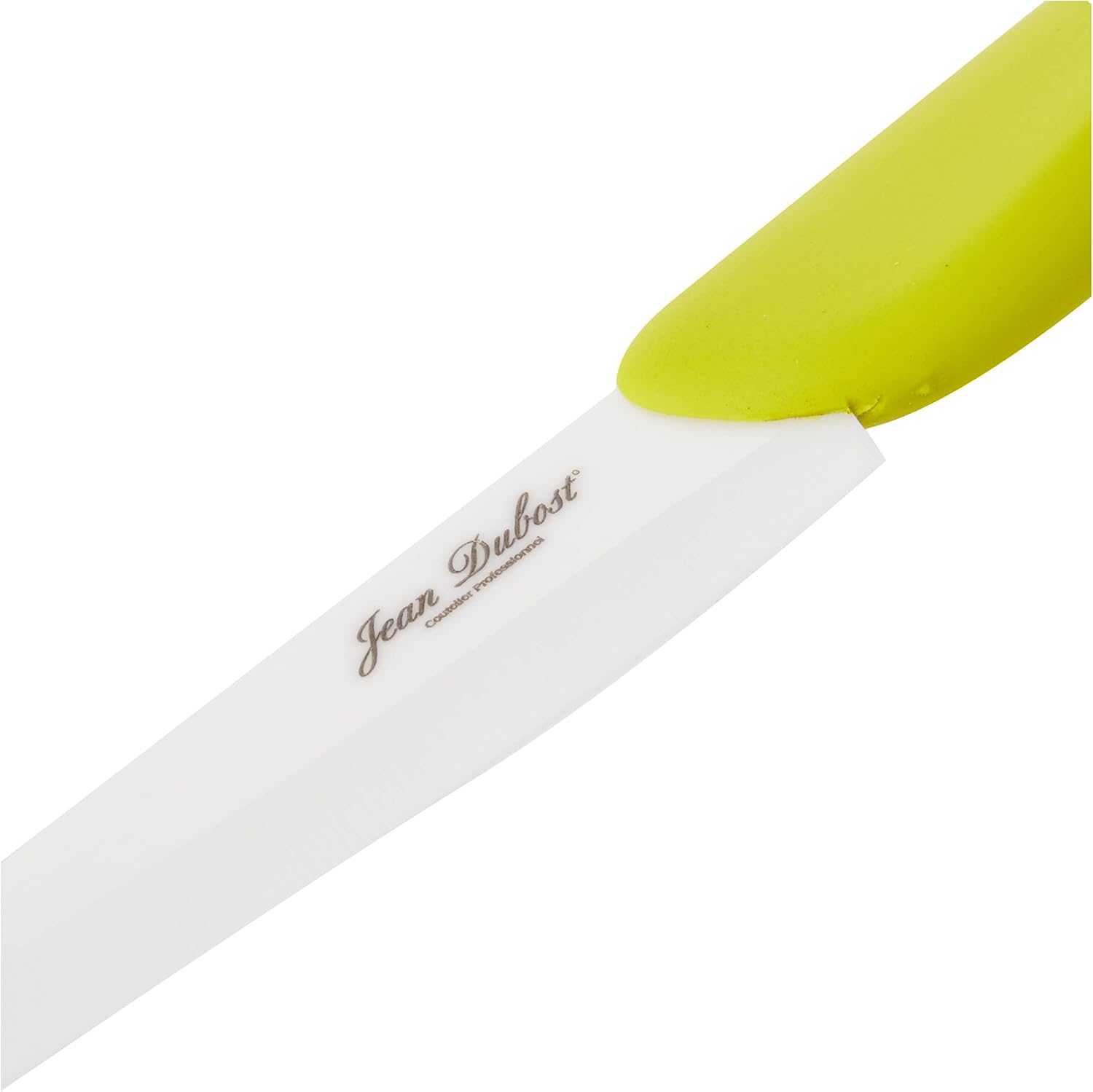 Pradel Jean Dubost 1/10531 Ceramic Knife Set, White Ceramic Cut, Handles Multi-Coloured