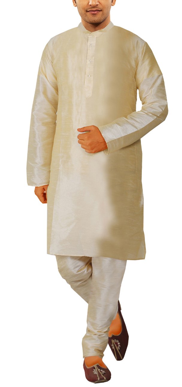 Pijama kurta de seda y algodón dorado para hombre talla 44 JBN Creation 5