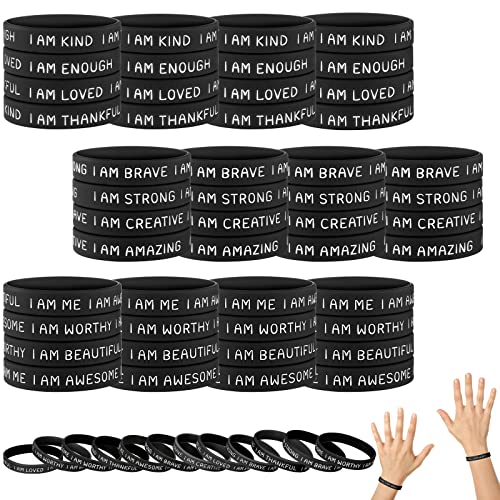 HyDren 48 Pcs Motivational Wristbands for Student, Simple Colors